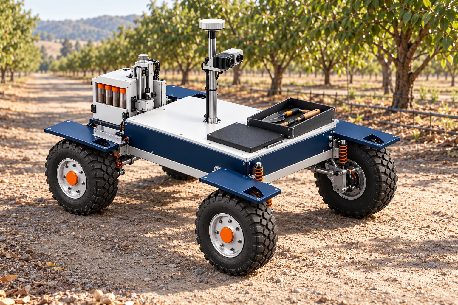 Concept visualization of the electric rover supporting soil assessment on released agricultural land