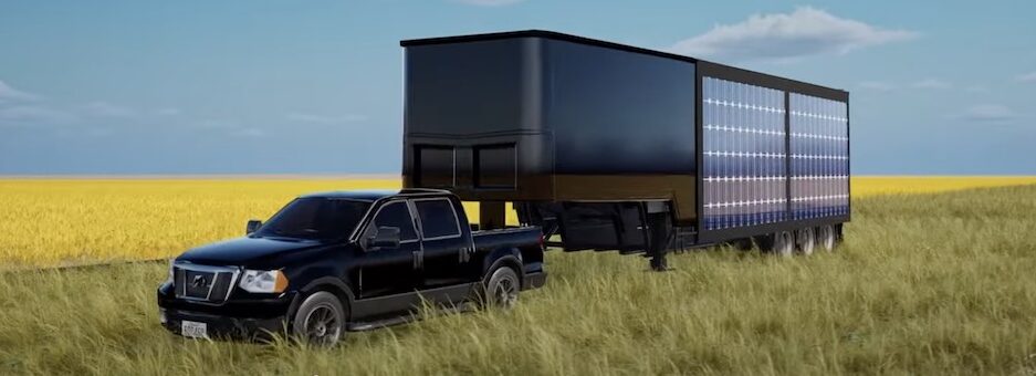 Ground Control Station being towed by truck to a field location for Heavy 1 operations