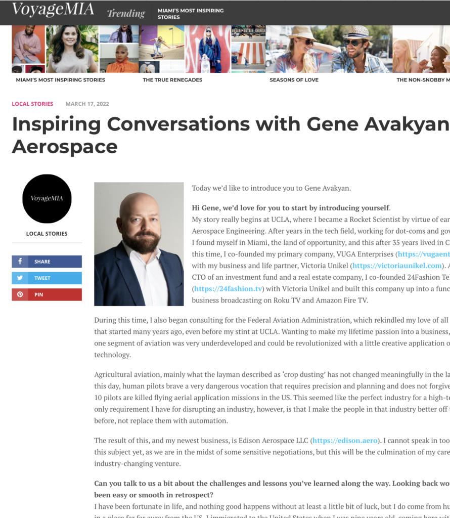 Voyagemia: Inspiring Conversations with Gene Avakyan of Edison Aerospace