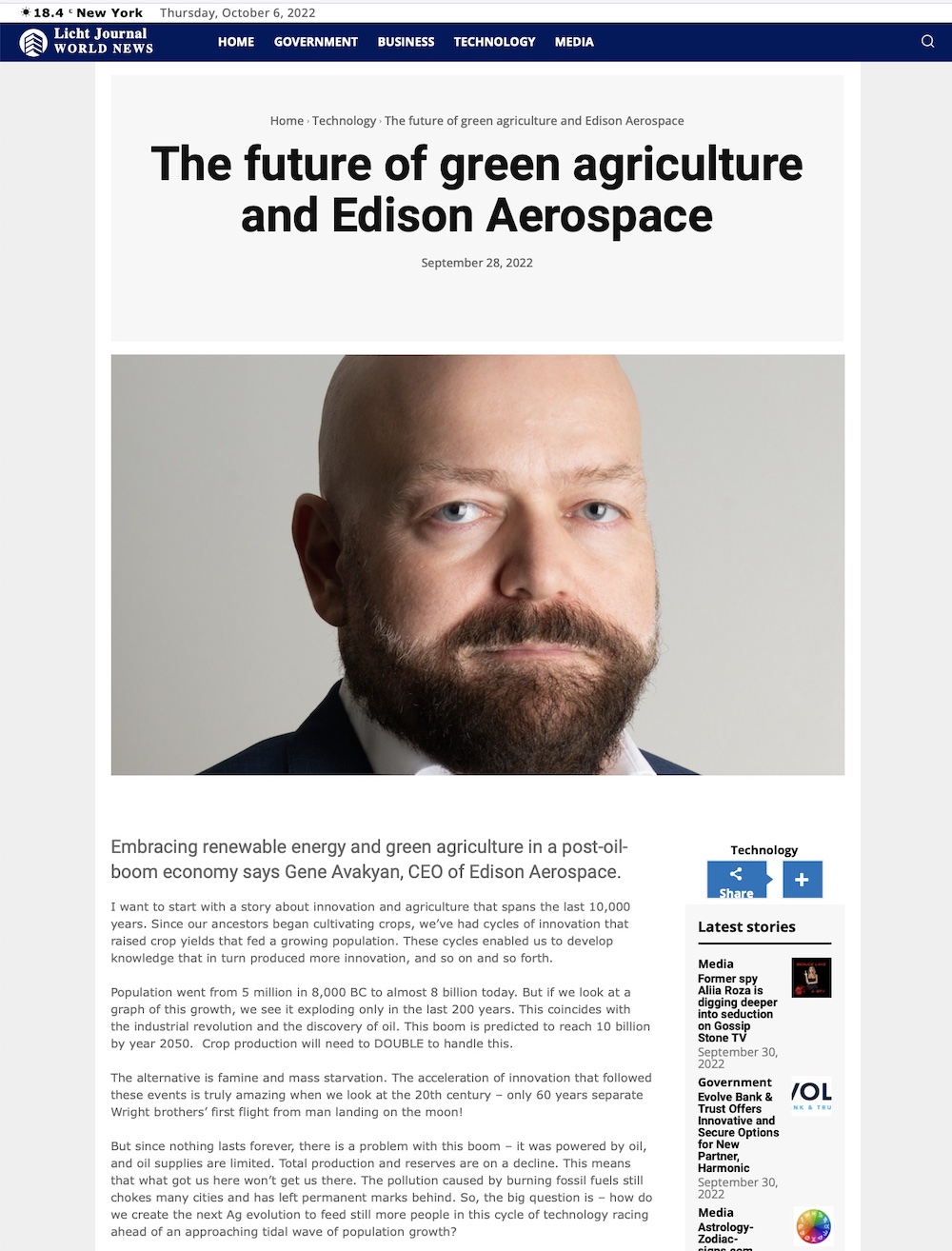 Licht Journal: Edison Aerospace green agriculture