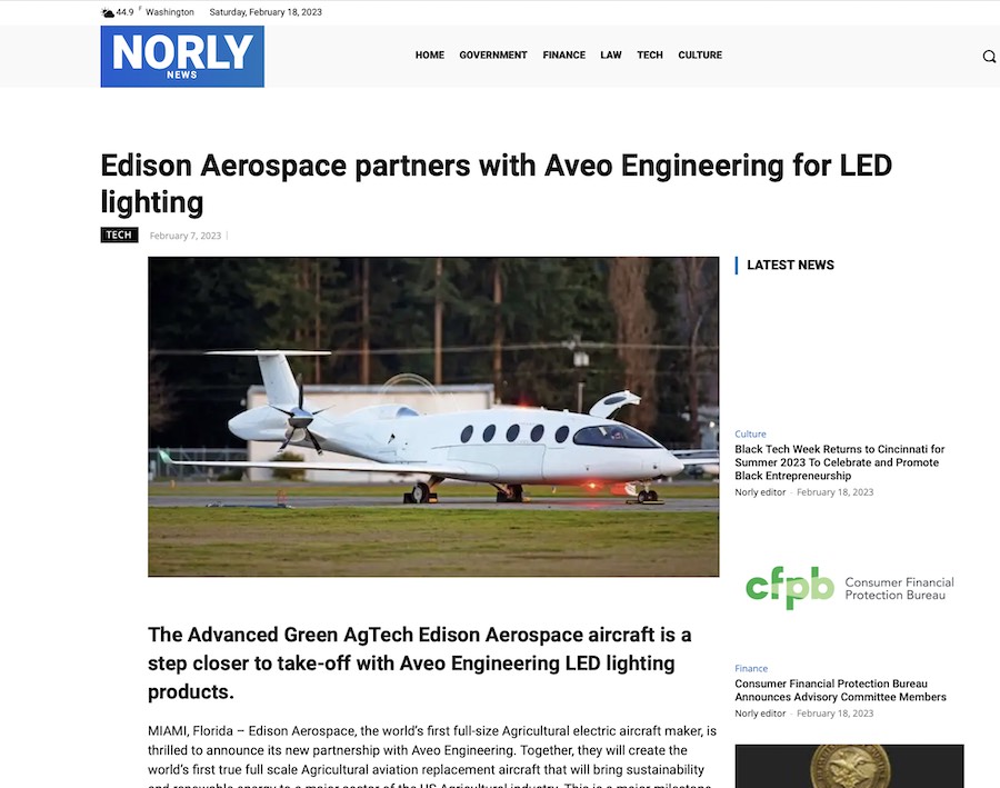 Norly News about Edison Aerospace