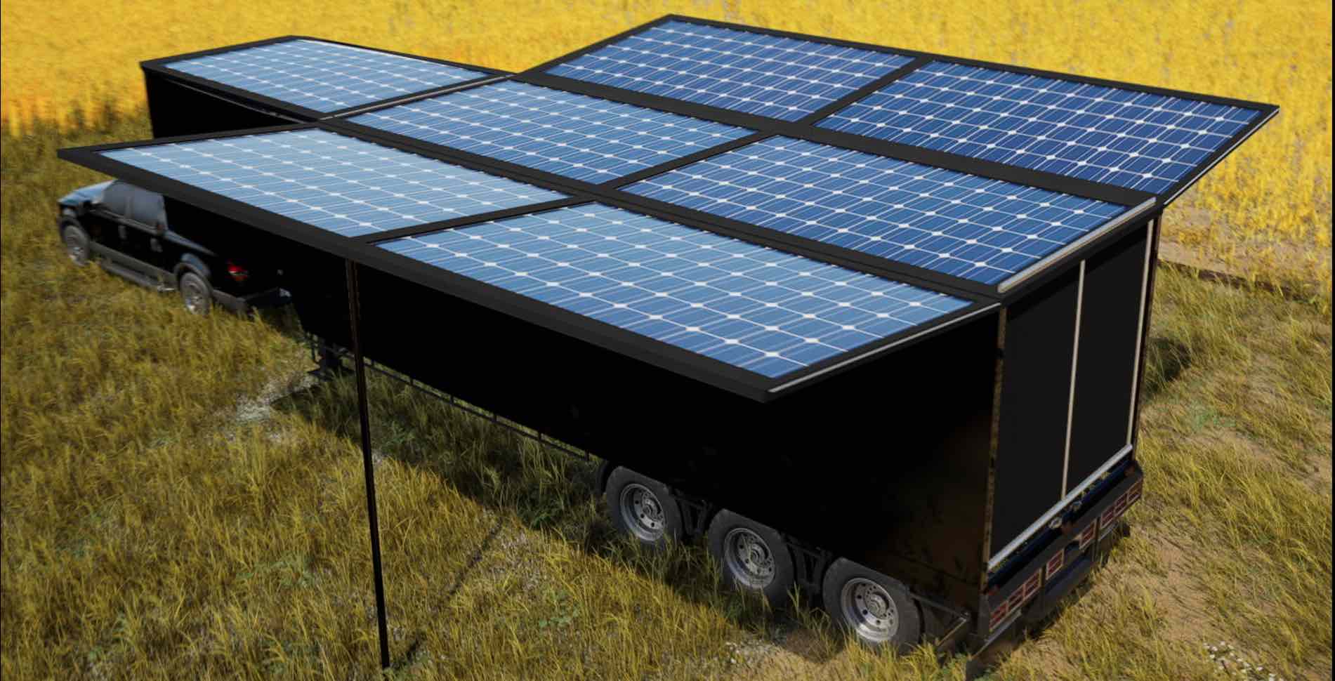 trailer_panels Edison Aerospace Inc ground control station solar panel array unfolded recharge airplane