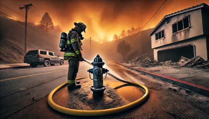 fighting fire without water - a tough job for LA firefighters